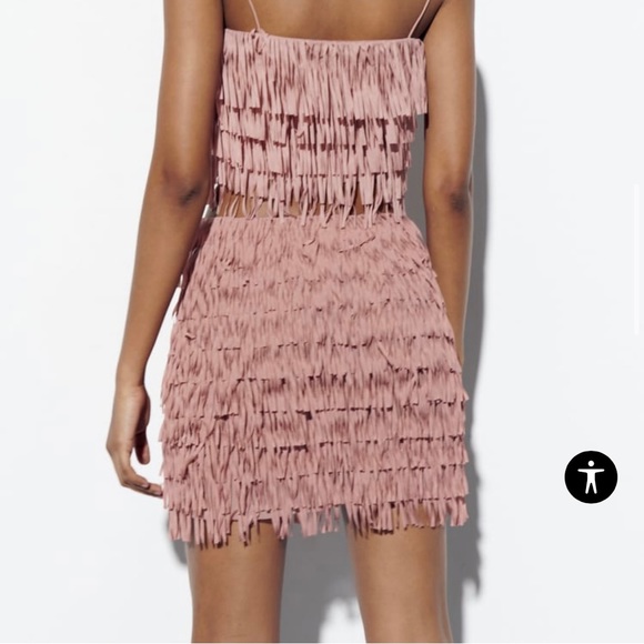 Zara Fringed Mini Skirt - size medium - Picture 1 of 8